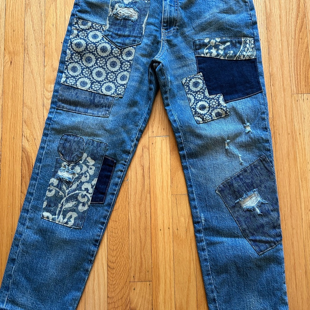 Anthropologie Pilcro Blue Patchwork Ankle Jeans